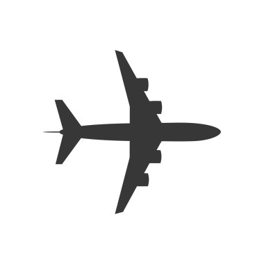 uçak siluet seyahat simgesi. Vektör grafiği