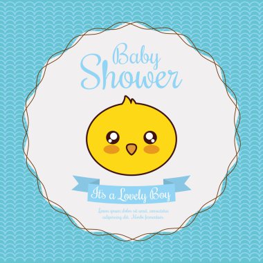 Kawaii ördek. Duş tasarım bebeğim. Vektör grafiği