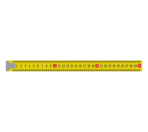 Meter geel meetlint gereedschappictogram. Vectorafbeelding — Stockvector