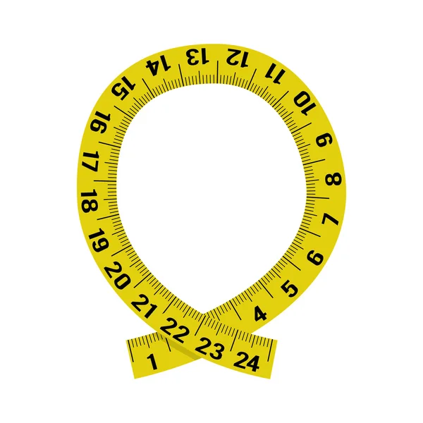 Metro nastro giallo strumento di misura icona. Grafico vettoriale — Vettoriale Stock