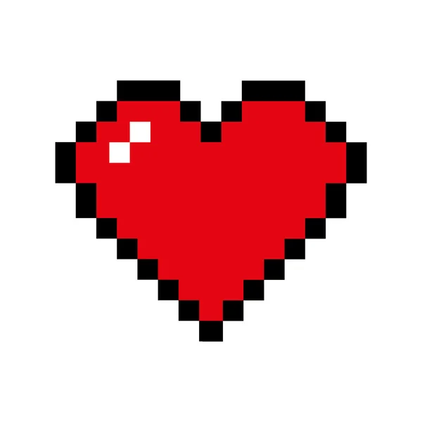 Herz Pixel Liebe romatische Ikone. Vektorgrafik — Stockvektor