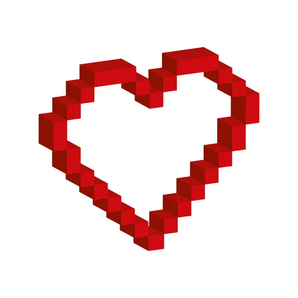 Herz Pixel Liebe romatische Ikone. Vektorgrafik — Stockvektor