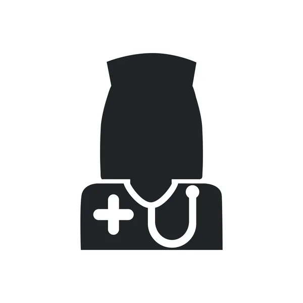 Enfermeira ícone silhueta cuidados de saúde médica. Gráfico vetorial —  Vetores de Stock