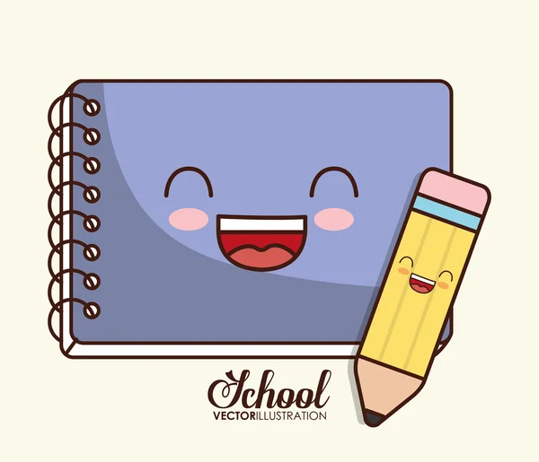 Kawaii cartoon icon. School design. Vector graphic — Stock Vector