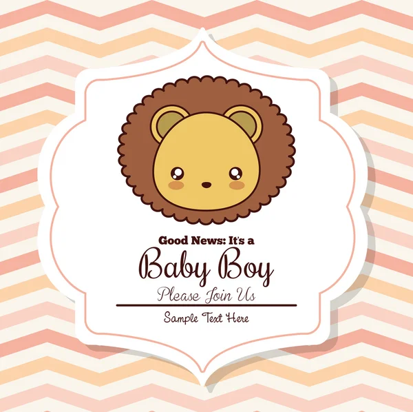 Kawaii lion. Baby Shower design. Vector graphic — Stock Vector