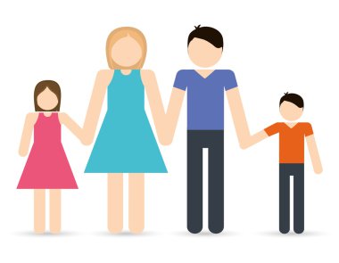 Ebeveynler ve çocuklar simgesi. Avatar aile tasarım. Vektör grafiği