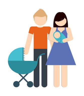 Anne ve bebek simgesi. Avatar aile tasarım. Vektör grafiği