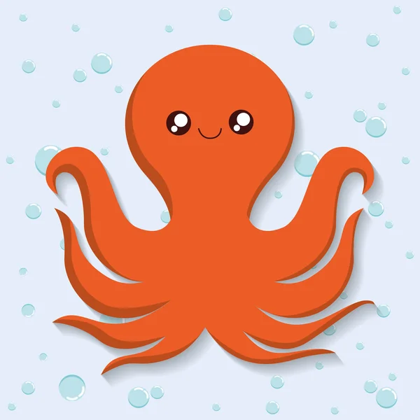 Pulpo, icono. Dibujos animados de animales marinos. Gráfico vectorial — Vector de stock