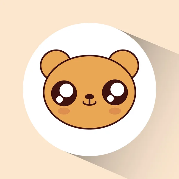 Икона медведя Кавайи. Симпатичное животное. Векторная графика — стоковый вектор