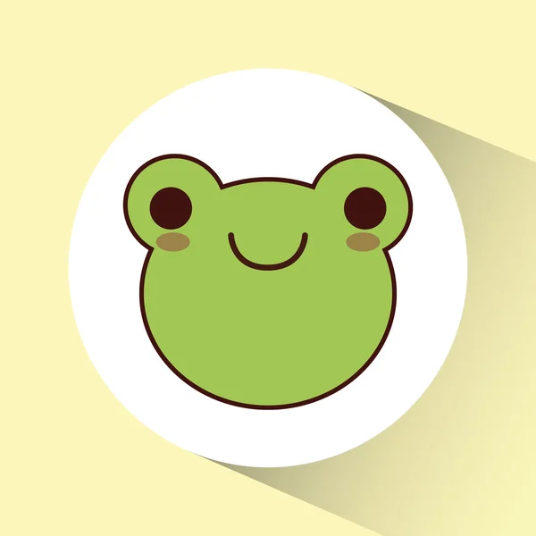 Kawaii kurbağa simgesi. Sevimli hayvan. Vektör grafiği — Stok Vektör