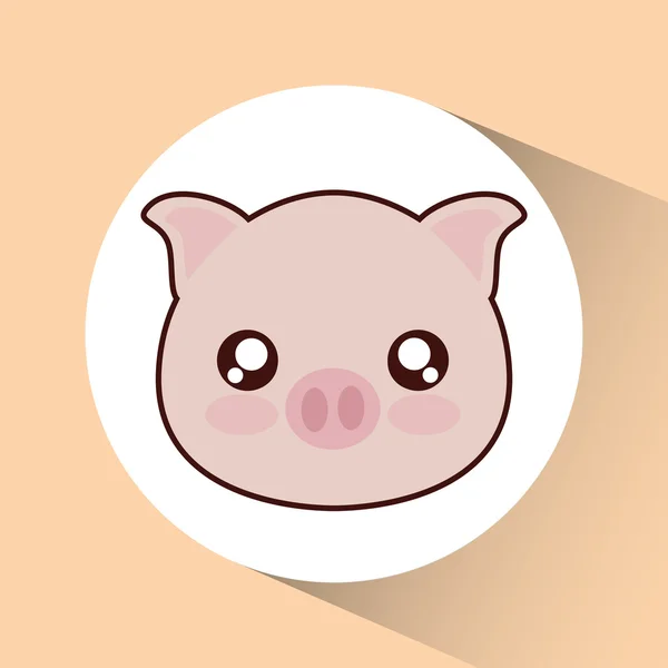 卡哇伊猪图标。可爱的动物。矢量图形 — 图库矢量图片