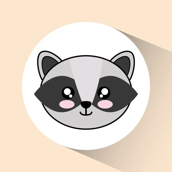 Kawaii wasbeer pictogram. Schattige dieren. Vectorafbeelding — Stockvector