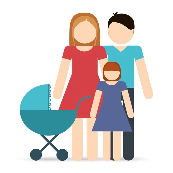 Ouders en dochter pictogram. Avatar familie ontwerp. Vectorafbeelding — Stockvector