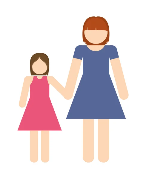 Madre e hija icono. Avatar Diseño familiar. Gráfico vectorial — Archivo Imágenes Vectoriales