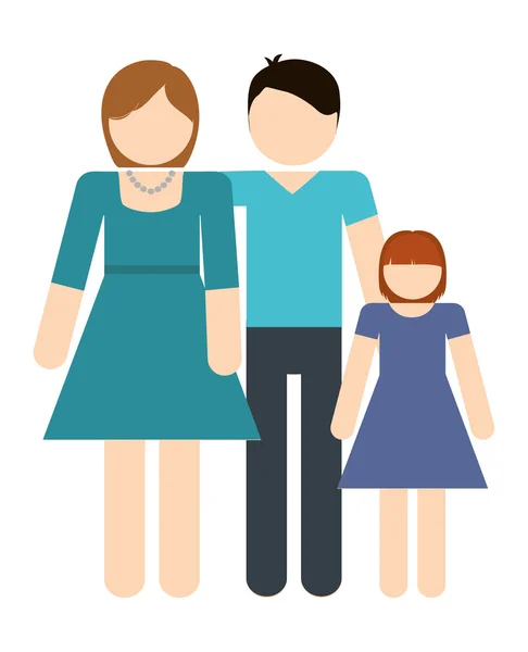 Icono de padres e hija. Avatar Diseño familiar. Gráfico vectorial — Vector de stock