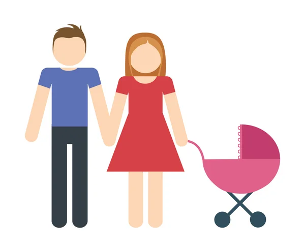 Родители и икона ребенка. Дизайн семьи Аватар. Векторная графика — стоковый вектор
