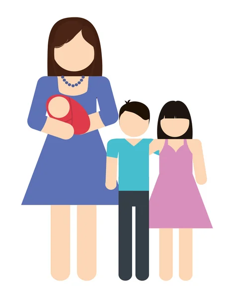 Pictogram voor moeder en kinderen. Avatar familie ontwerp. Vectorafbeelding — Stockvector