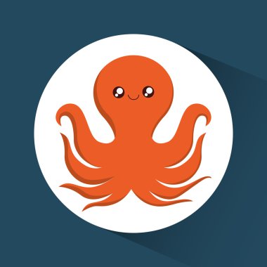 Ahtapot karikatür daire simgesinin üzerine. Vektör grafiği