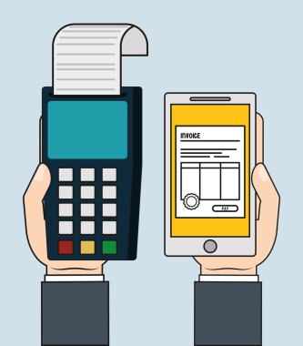 dataphone akıllı telefon fatura ödeme simgesi. Vektör grafiği