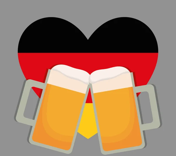 L'icona del cuore dell'Oktoberfest della birra. Germania. Grafico vettoriale — Vettoriale Stock