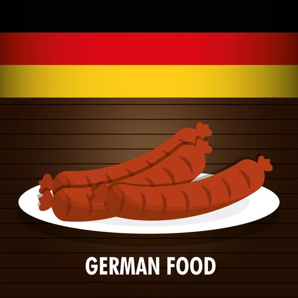 Sosis yemek. Almanya. Vektör grafiği — Stok Vektör