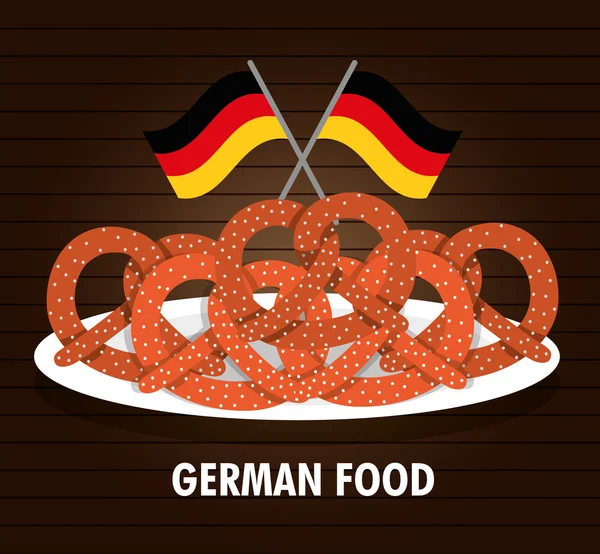 Piatto bandiera Pretzel cibo. Germania. Grafico vettoriale — Vettoriale Stock