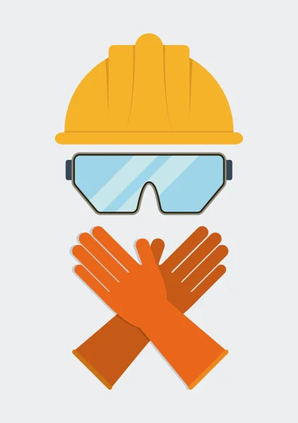 Icono de guantes de gafas casco amarillo. Gráfico vectorial — Archivo Imágenes Vectoriales