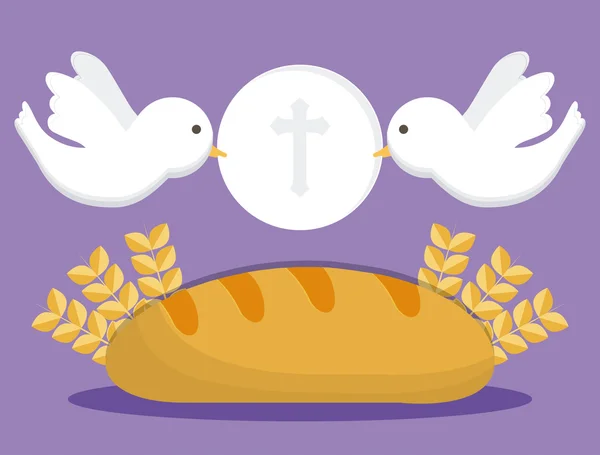 Güvercin ekmek buğday kulak simgesi. Vektör grafiği — Stok Vektör