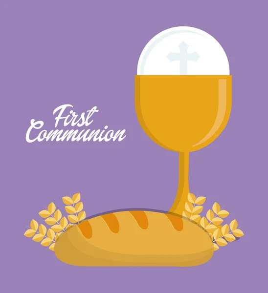 Kupası ekmek altın din simgesi. Vektör grafiği — Stok Vektör
