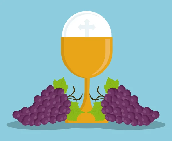 cup gold grapes religion icon. Vector graphic