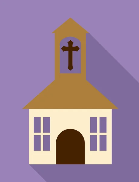 Templom, kereszt épület vallás ikonra. Vektorgrafikus — Stock Vector