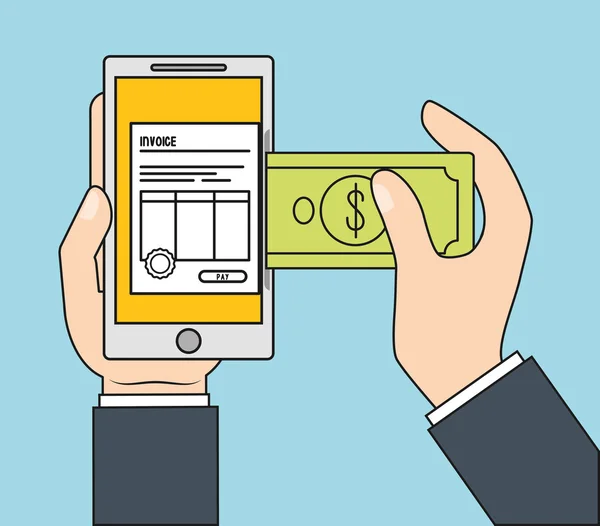 Smartphone belge fatura ödeme simgesi. Vektör grafiği — Stok Vektör
