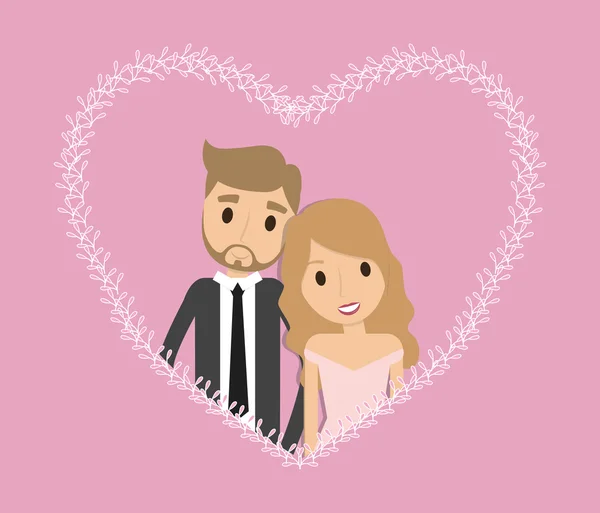 Ícone de casamento de casamento de desenhos animados casal. Gráfico vetorial —  Vetores de Stock