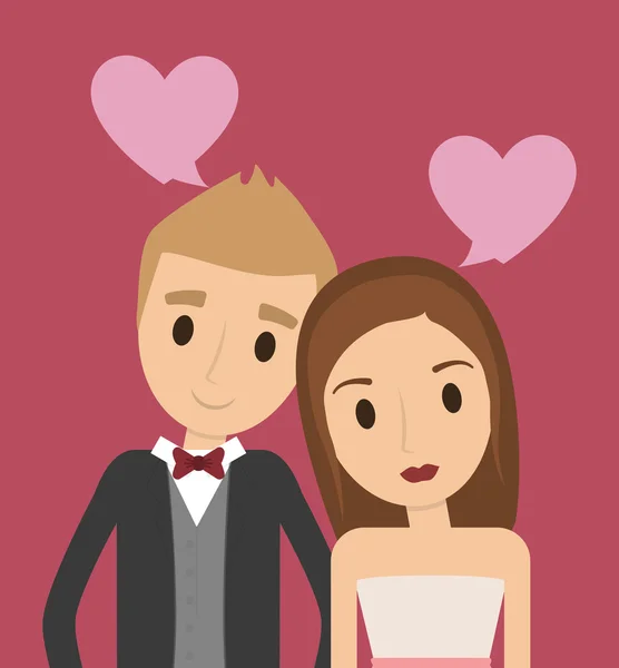 Pareja de dibujos animados boda icono del matrimonio. Gráfico vectorial — Vector de stock