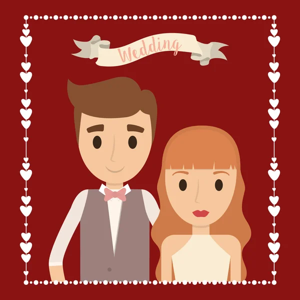 Ζευγάρι κινούμενα σχέδια γάμου γάμος εικονίδιο. Διανυσματικό γραφικό — Διανυσματικό Αρχείο