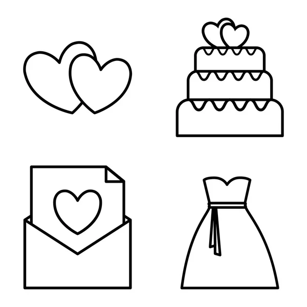 Icon set wedding marriage. Vector graphic — Stock Vector