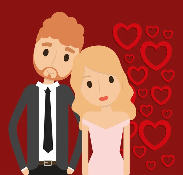 Ícone de casamento de casamento de desenhos animados casal. Gráfico vetorial — Vetor de Stock