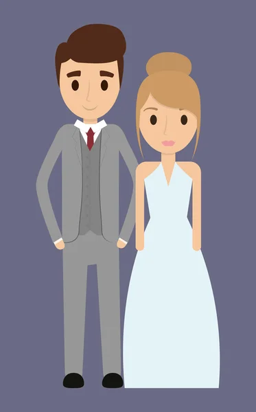 Pareja de dibujos animados boda icono del matrimonio. Gráfico vectorial — Archivo Imágenes Vectoriales