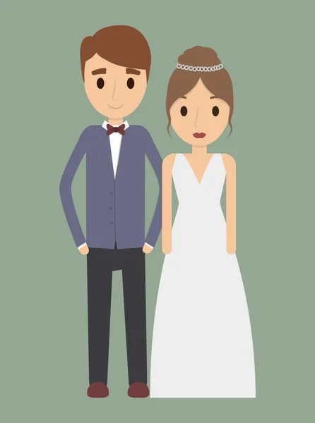 Pareja de dibujos animados boda icono del matrimonio. Gráfico vectorial — Archivo Imágenes Vectoriales