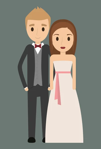 Pareja de dibujos animados boda icono del matrimonio. Gráfico vectorial — Archivo Imágenes Vectoriales