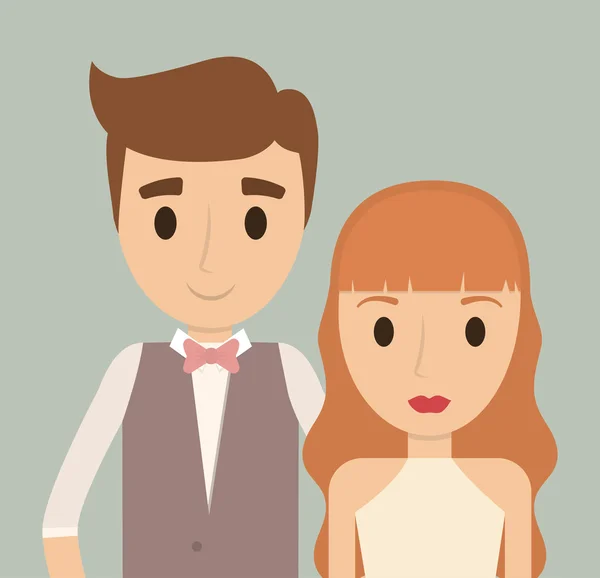 Pareja de dibujos animados boda icono del matrimonio. Gráfico vectorial — Archivo Imágenes Vectoriales