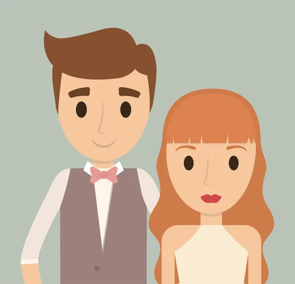 Ícone de casamento de casamento de desenhos animados casal. Gráfico vetorial — Vetor de Stock