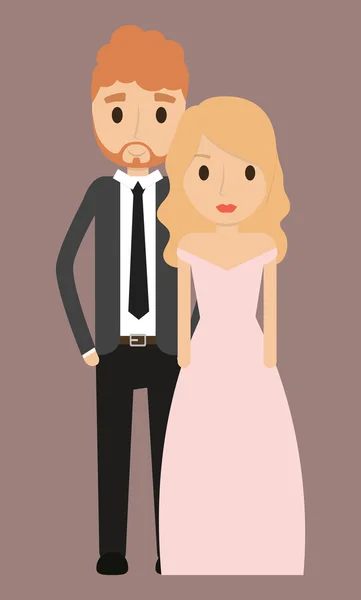 Çift düğün evlilik simgesi karikatür. Vektör grafiği — Stok Vektör