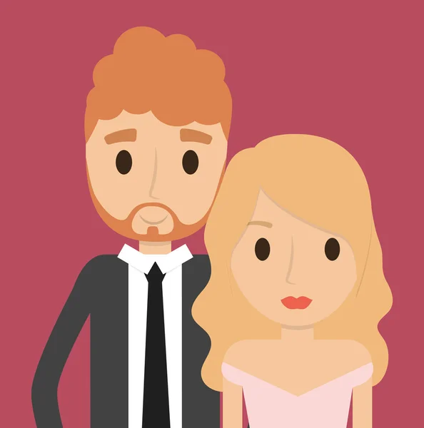 Ícone de casamento de casamento de desenhos animados casal. Gráfico vetorial — Vetor de Stock