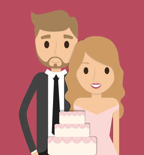 Pareja de dibujos animados boda icono del matrimonio. Gráfico vectorial — Archivo Imágenes Vectoriales