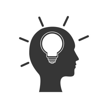 ampul kafa büyük fikir yaratıcı simgesi. Vektör grafiği