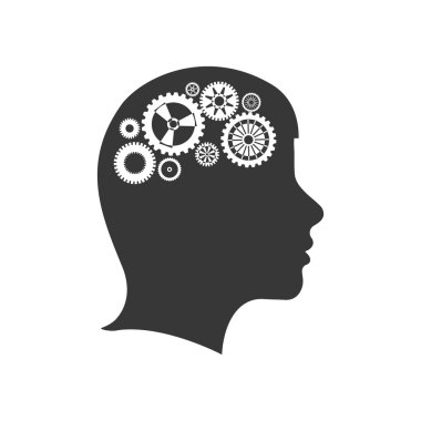 beyin vites siluet fikir simgesini gidin. Vektör grafiği