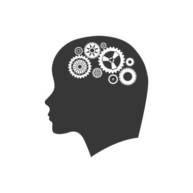 beyin vites siluet fikir simgesini gidin. Vektör grafiği