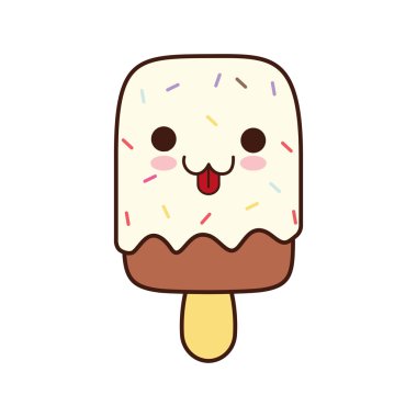 dondurma karikatür kawaii simgesi. Vektör grafiği