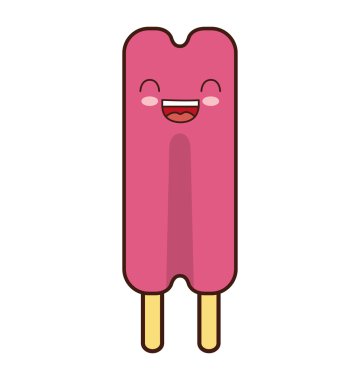 dondurma karikatür kawaii simgesi. Vektör grafiği